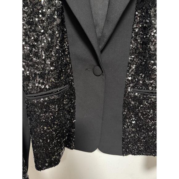 Bailey 44 Blazer Womens 2 Black Brooke Sequin Single Button Evening 410-5435 - Picture 7 of 13